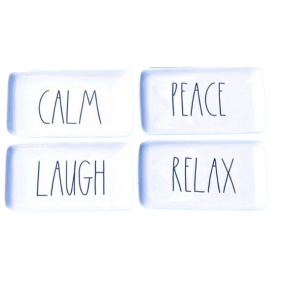 Rae Dunn Trinket Tray Bundle Laugh Relax Calm &‎ Peace - Picture 1 of 1